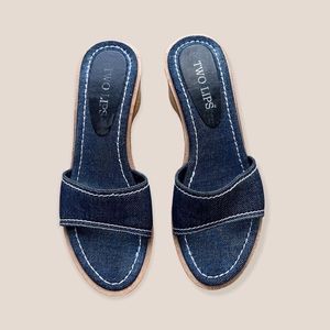 Vintage 90s Y2K Denim Wedge Sandals